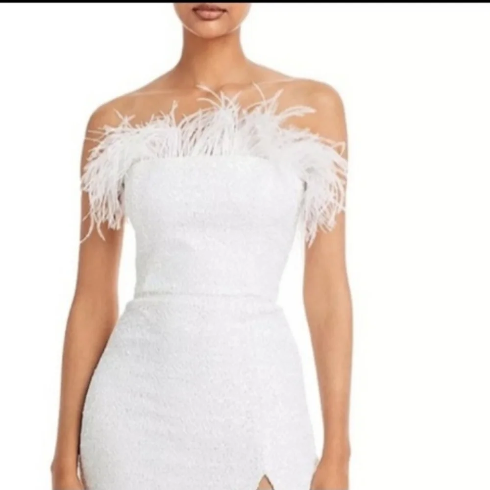 Amanda Uprichard Liz Feather Trim Strapless Dress XS - Picture 3 of 11
